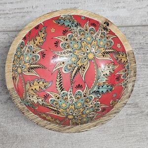 Indaba Always Be Looking Floral Handcrafted Mini Wooden Bowl Boho Decorative
